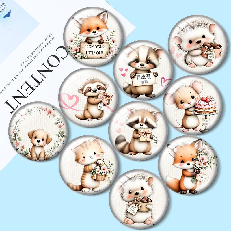 

Mother’s Day Baby Animal 12/18/20/25mm glass cabochon bracelet pendant rings for jewelry demo earrings back Making findings