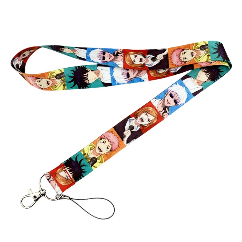 Jujutsu Kaisen Colorful Neck Keychain Necklace Webbings Ribbons Cartoon Neck Strap Lanyard ID badge Holder Keychain Lanyards