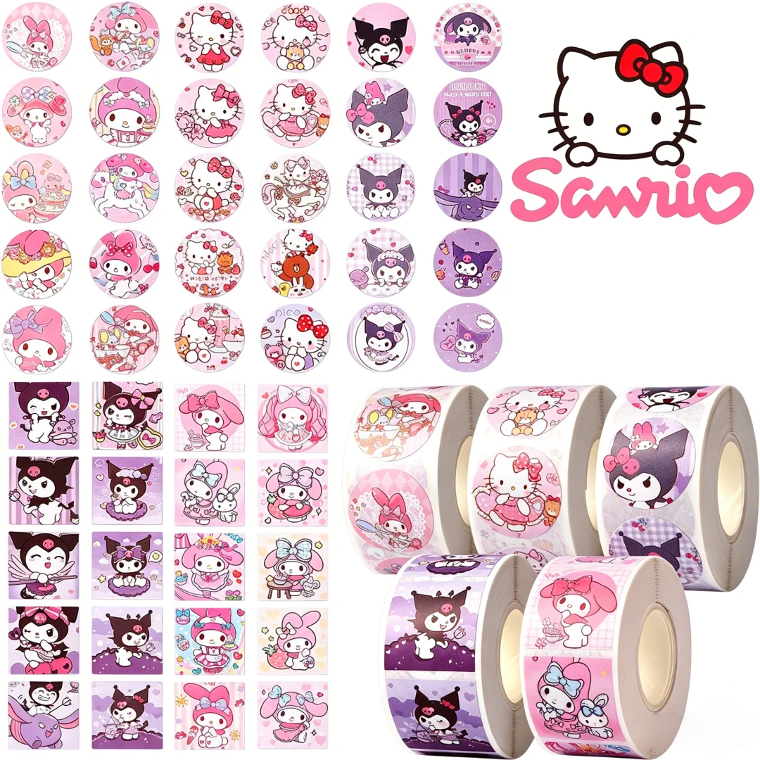 

Sanrio Sticker Roll 500PCS (10 Designs) Waterproof & Easy Tear, Perfect for Gifts, Scrapbooking, Journals & DIY Crafts