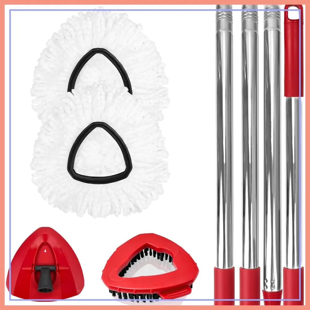 

Spin Mop Replacement Set for EasyWring 1-Tank System, 2 Mop Heads, 1 Adjustable Handle (30-58in), 1 Scrubber, 1 Spin Base