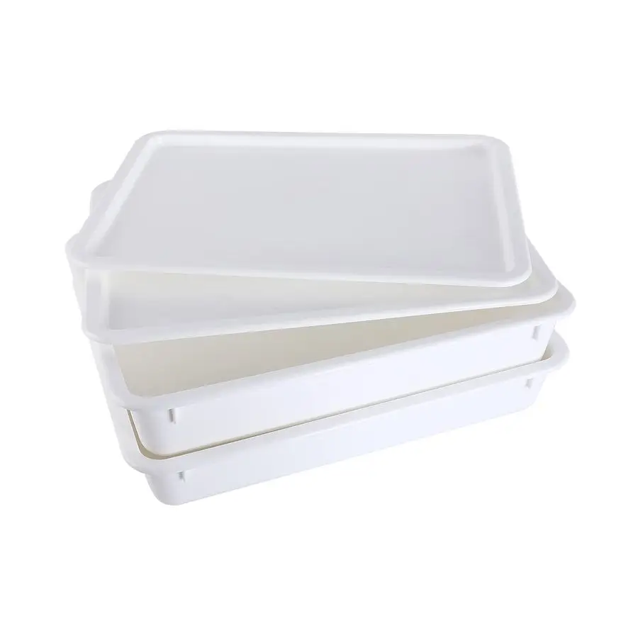 

Pizza Dough Proofing Box Stackable Commercial Quality Trays with Covers 17.25 x 13 Inches 2 Trays and 2 Covers
