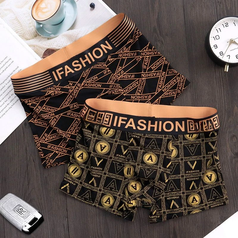 Luxury Modal Men's Underpants Breathable Magnet Inner File Flat Angle Printed Boxer Shorts Men's Thin  Shorts Comfort Briefs New