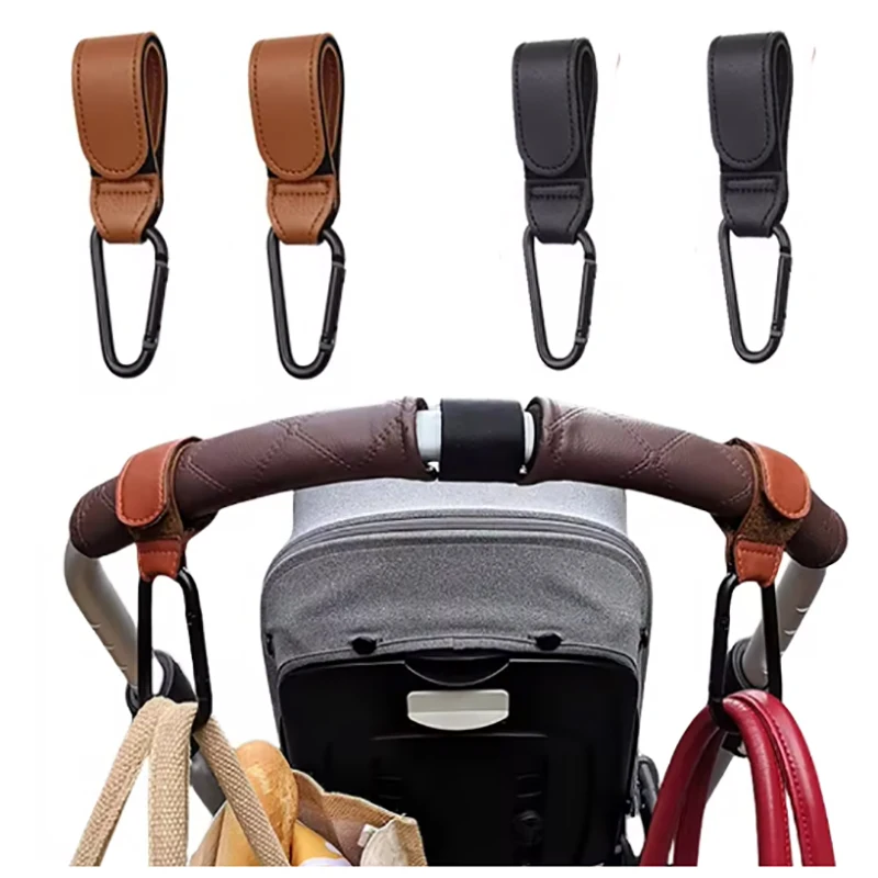 

Fashion PU Leather Adjustable Pram Hook Cart Organizer Diaper Bag Hanger Children Boy Girl Travel Accessories Baby Stroller Hook