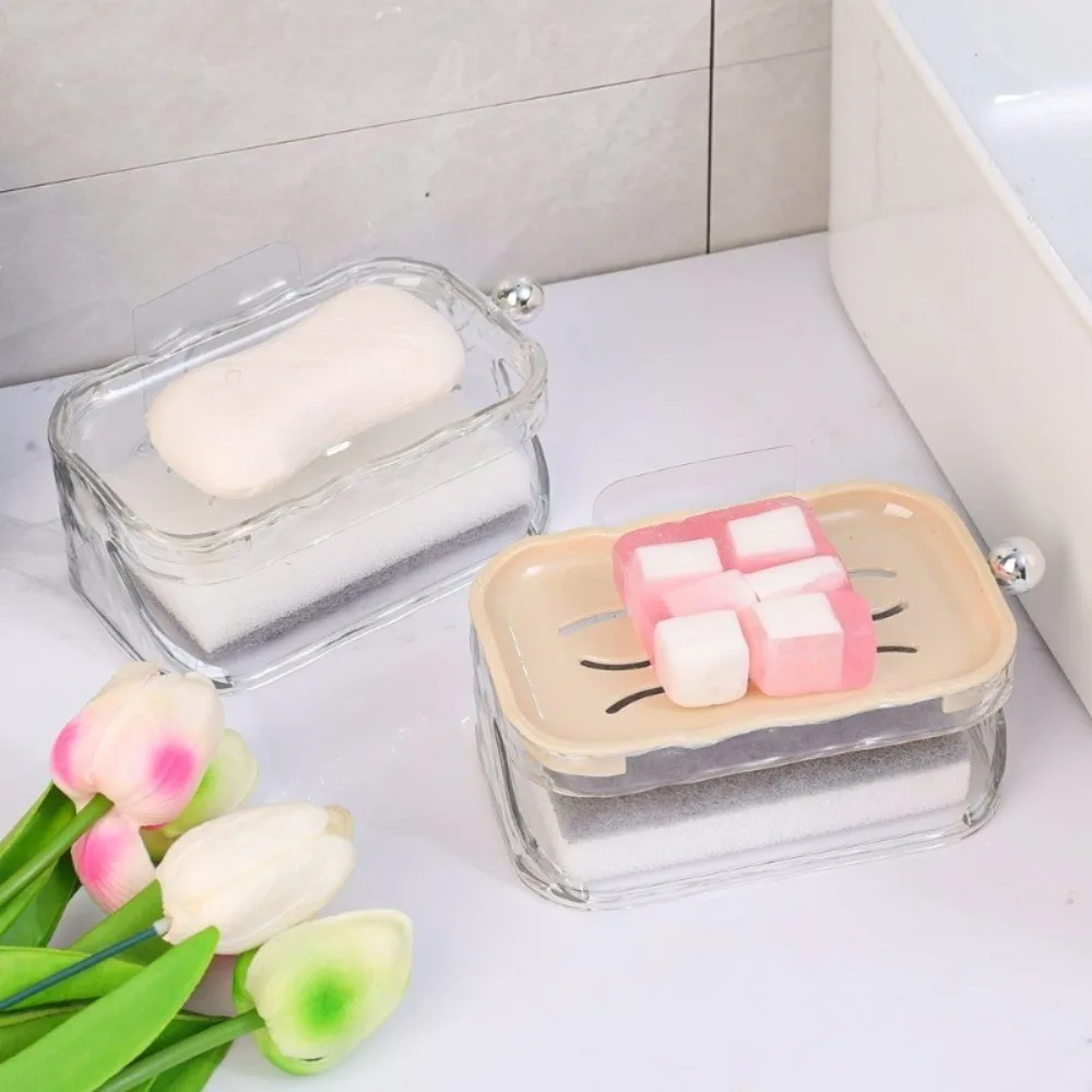 New PET Water Ripple Soap Box Double Wall Mounted Soap Container Portable Multifunctional Storage Drain Rack