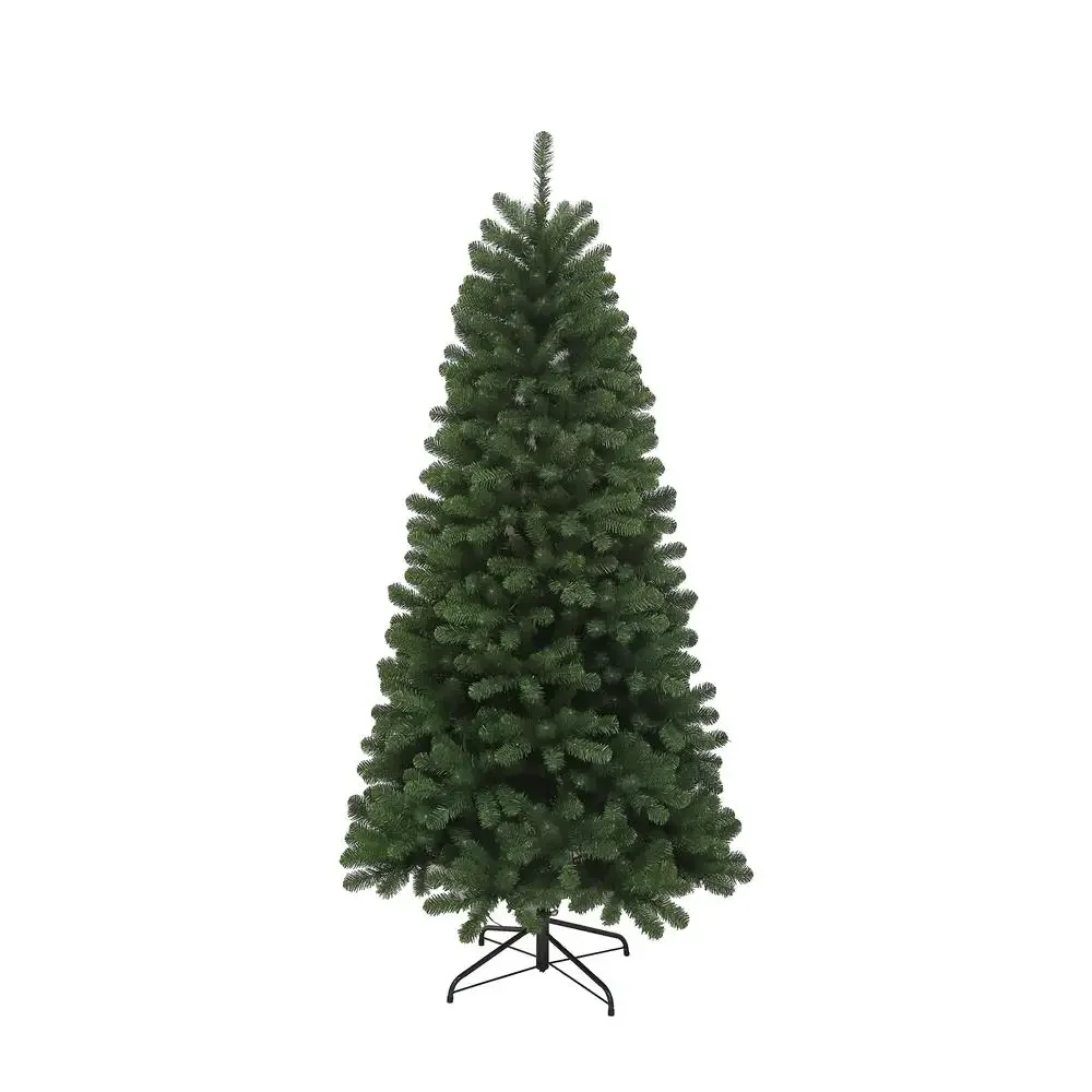 7ft Artificial Christmas Tree with 300 Warm LED Lights Indoor Holiday Decoration Full Shape Easy Assembly Metal Stand 1039 PVC