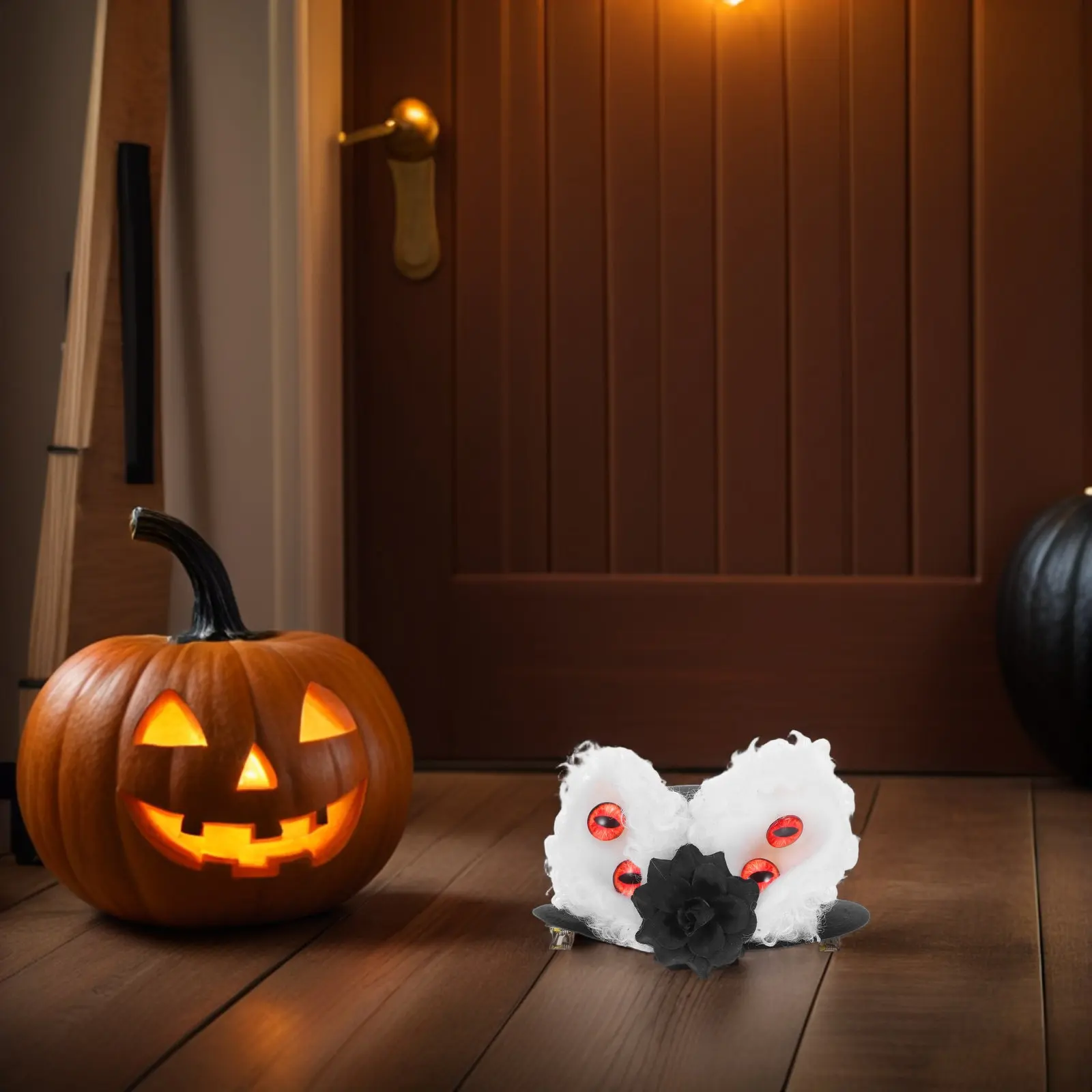 

Gothic Bunny Ears Hair Clip Mini Top Hat Vintage Eyeball Flower Barrette Halloween Costume Accessories for Kids Toddler Girls