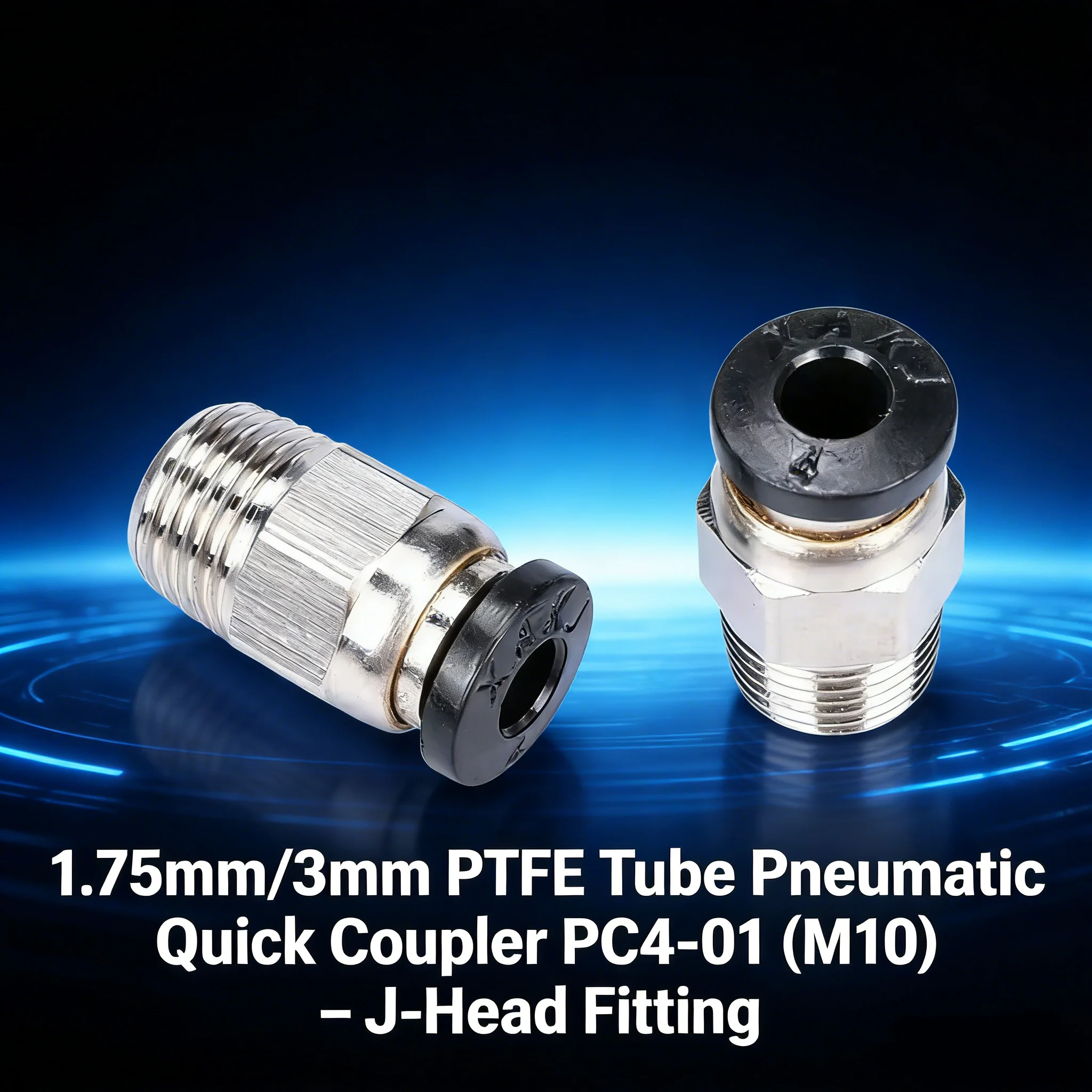 

1.75mm/3mm PTFE Tube Pneumatic Quick Coupler PC4-01 (M10) – J-Head Fitting for 3D Printer V6 Remote Hotend & Bowden Extruder