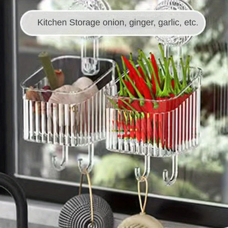 قطعة واحدة من رف الحمام الفاخر المثبت على الحائط - رف معلق أنيق مع كوب شفط قوي، منظم مستحضرات التجميل لتصريف المياه، شام