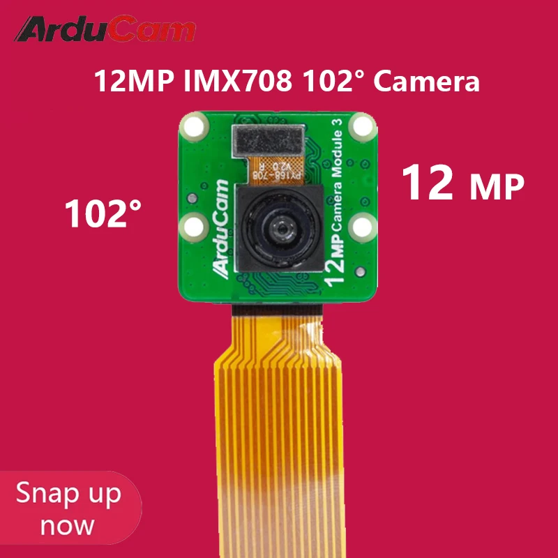 Raspberry Pi 12MP IMX708 102 Degree Camera Arducam Wide-Angle Fixed Focus HDR High SNR Camera Module