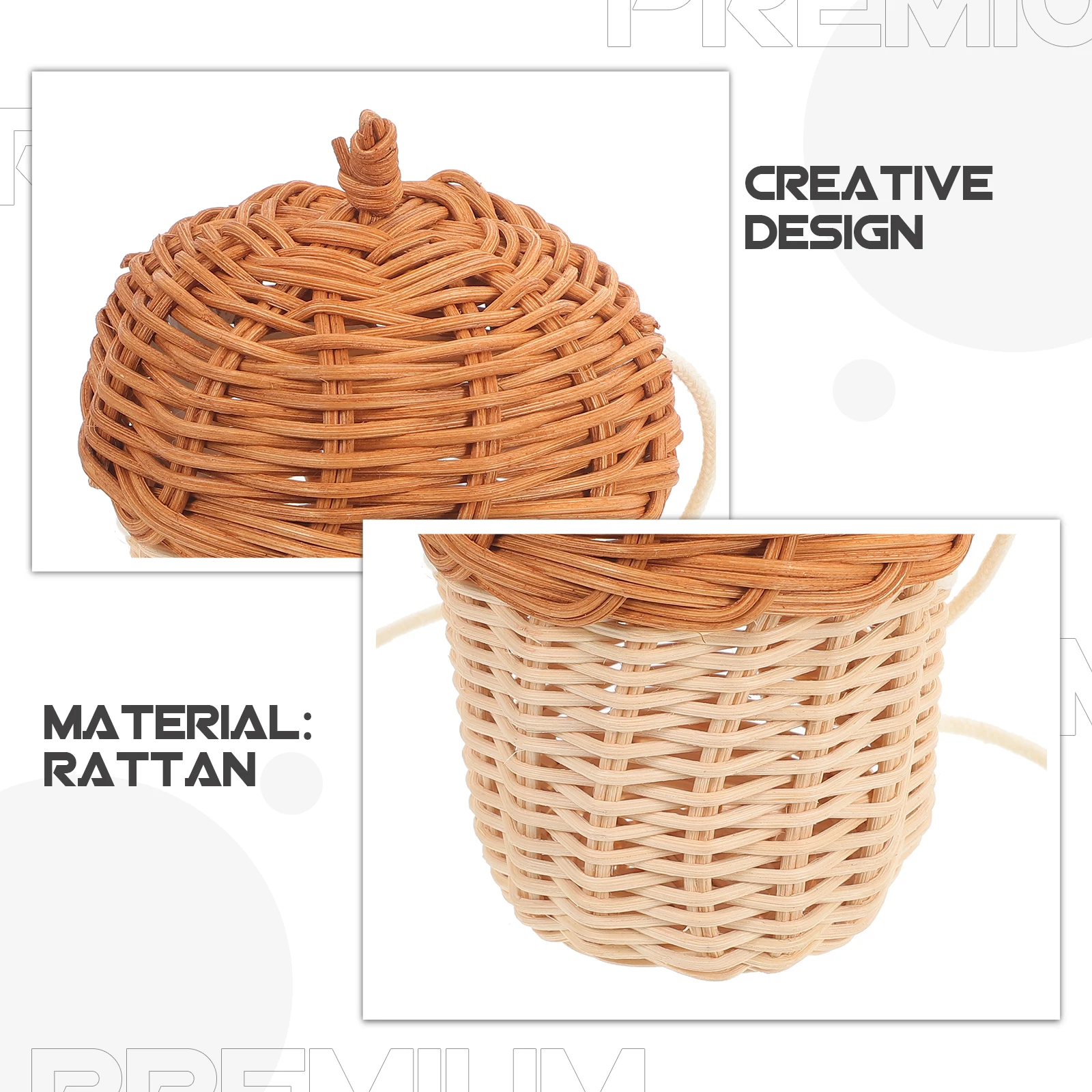 

Woven Pine Cone Shaped Rattan Small Crossbody Bag Portable Handbag Decoration Storage Purse Photography Prop Chic