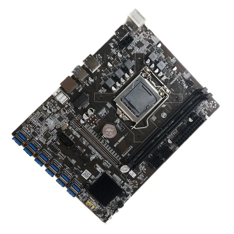 B250C BTC Miner Motherboard With SATA Cable+Switch Cable+Fan 12XPCIE To USB3.0 Card Slot LGA1151 Supports DDR4 DIMM RAM