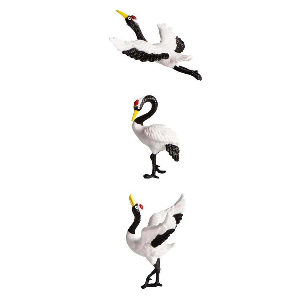 

3 Pcs Simulated Red-crowned Crane Model Miniature Ornament Resin Crafts Micro Landscape Adornment Flowerpot
