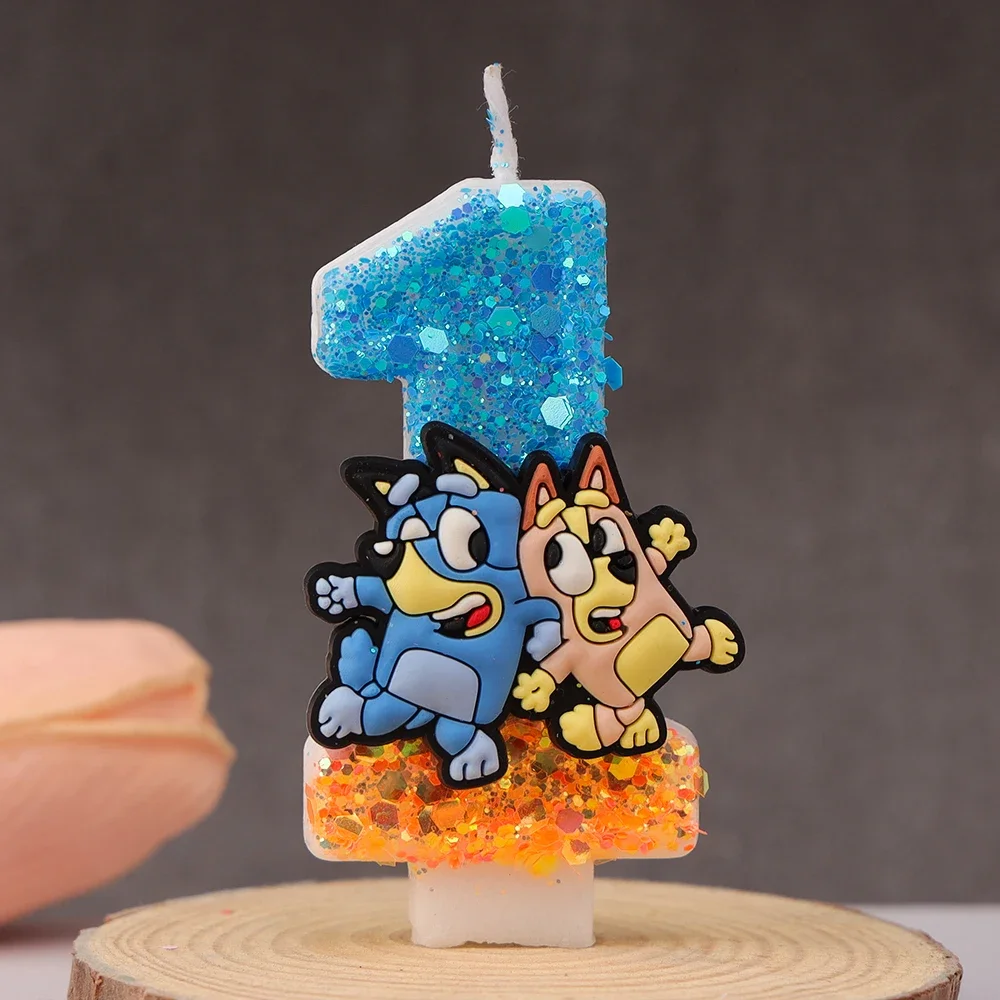 NIEUWE 0-9 Nummer Blauw Bingo Anime Kaars Leuke 3D Stripfiguur Party Cake Plug-in Verjaardagstaart decoratie Gift 2025