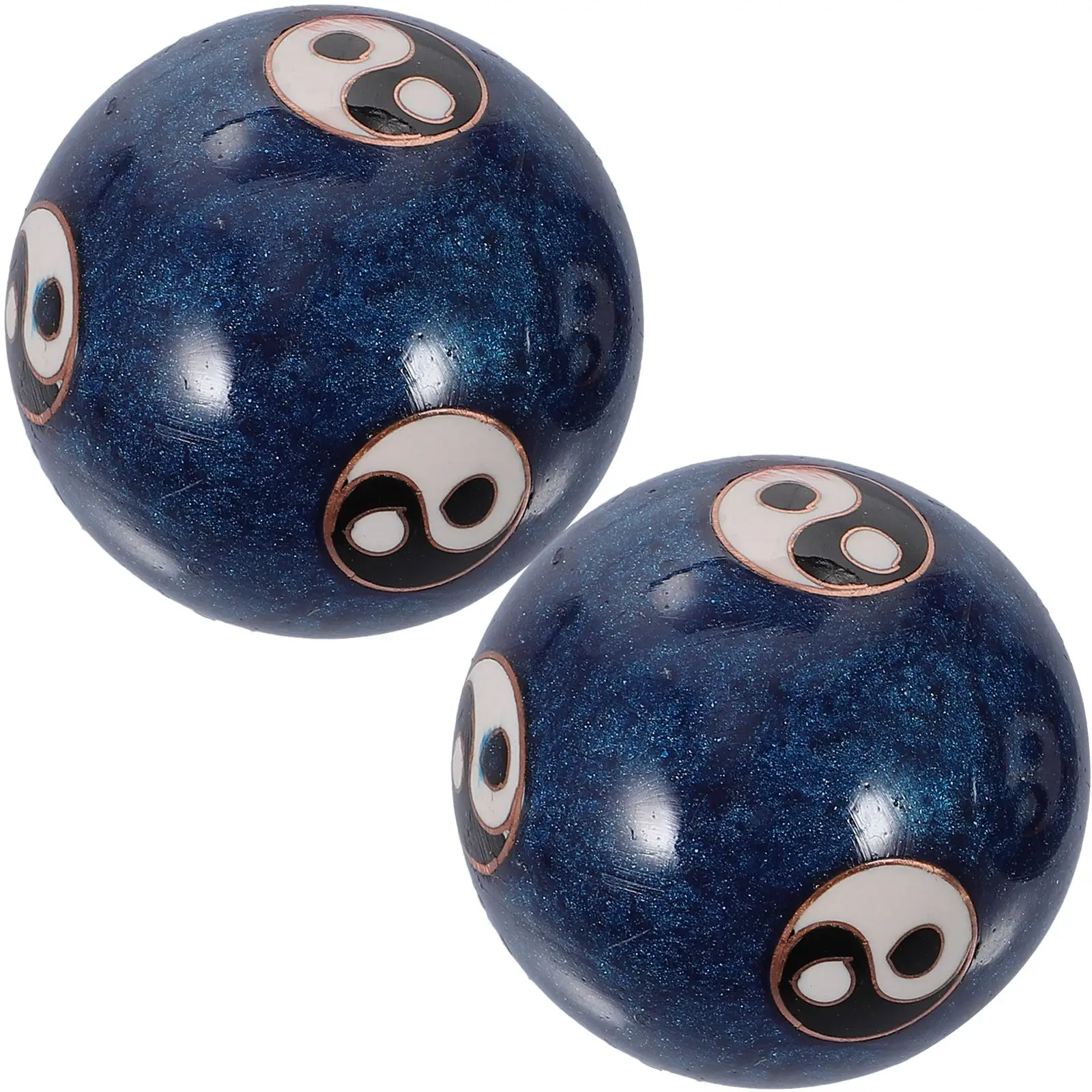 Enamel Chinese Tai Chi Pattern Blue Health Balls Baoding Balls Exercise Massage Balls Stress Relieve Hand Exercise Therapy Ball