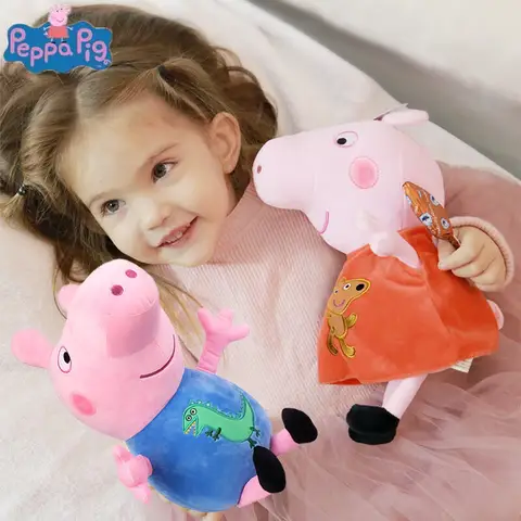 Echte 30 cm/11,8 Zoll Peppa Pig George Dad Mom Plüsch Puppe Geschenk Spielzeug Schwein Home Raumdekoration Urlaub Geburtstag Kinder Spielzeug Geschenk