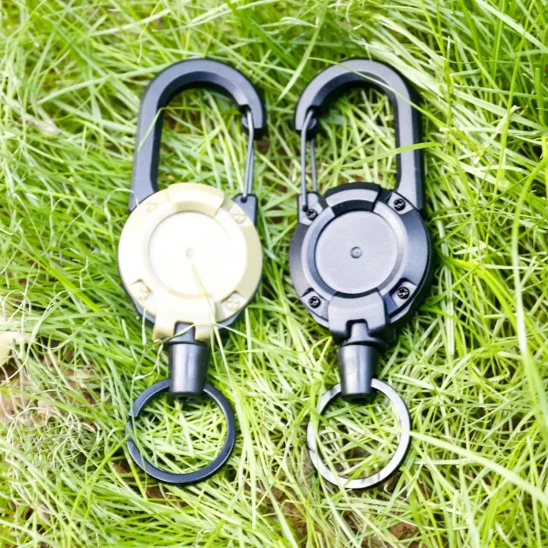 1Pcs Anti-theft Metal Easy-to-pull Buckle Rope Elastic Keychain Sporty Retractable Key Ring Anti Lost Yoyo Ski Pass ID Card