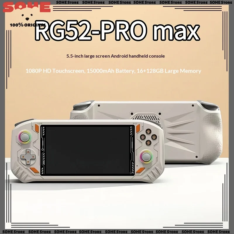 

Портативная игровая консоль Ares RG52-PRO Max с 5,5-дюймовым HD-экраном 1080P, поддержкой потоковой передачи Moonlight и ОС Android 13