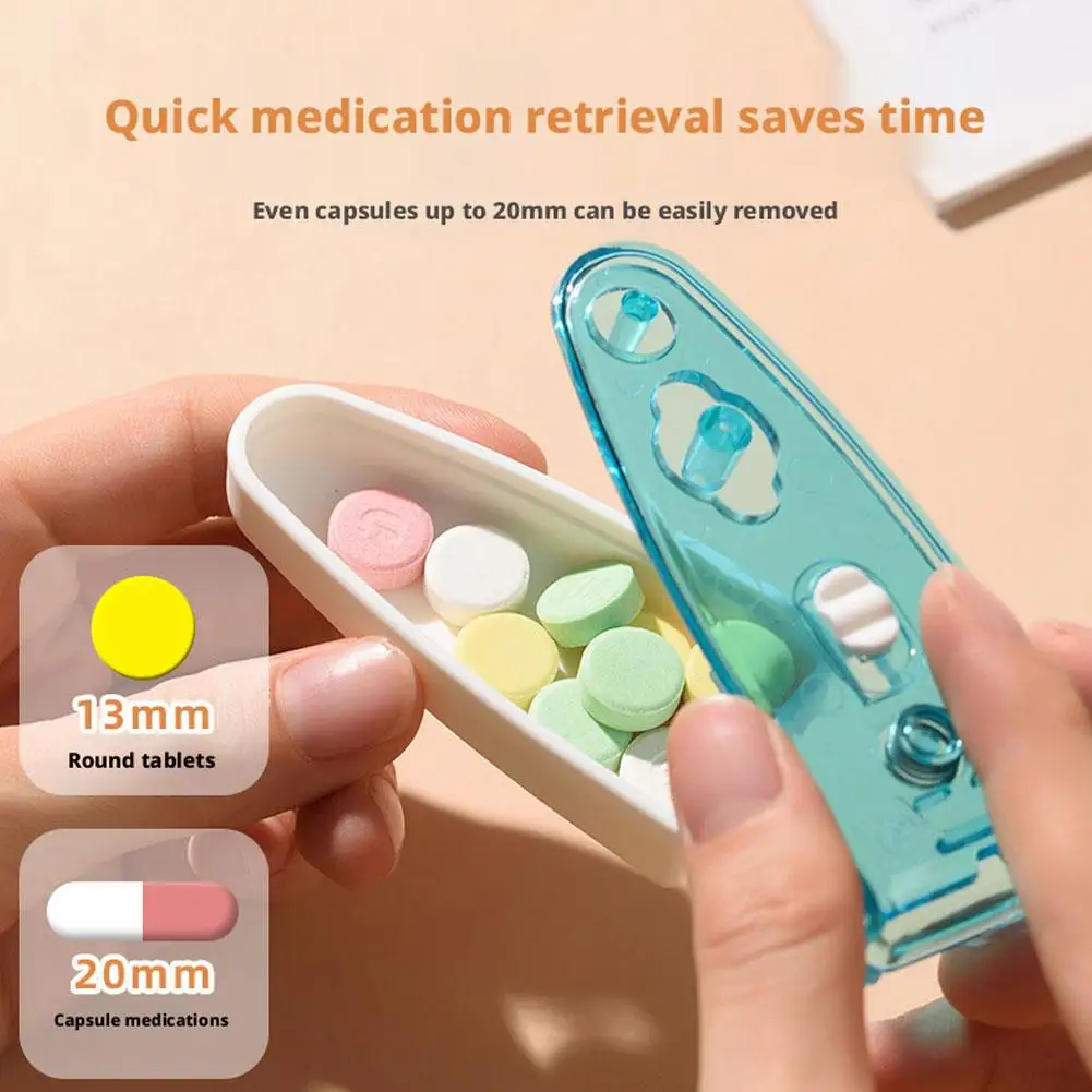 1pc Portable Pill Taker Remover with Medicine Box Household Gadgets, Tablets, Pills Assistance Tool New Design Pill Dispenser