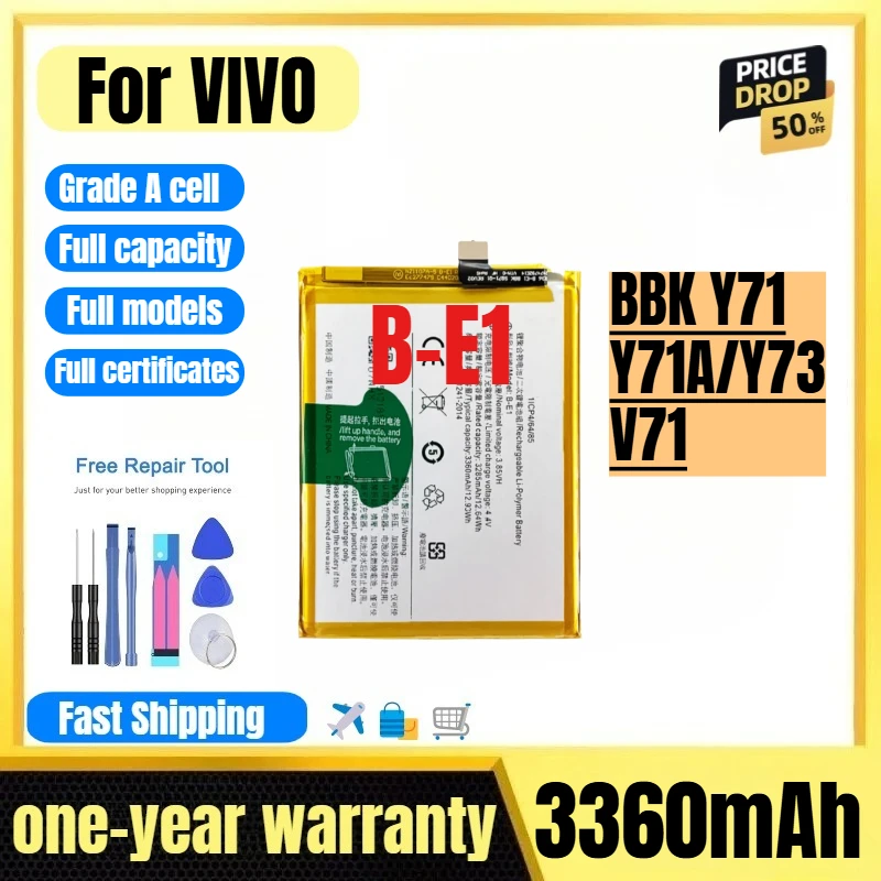 

B-E1 for VIVO BBK Y71/Y71A/Y73/V71 Mobile Phone Battery High Quality High Capacity Replacement Bateria Grade A Cell with Tools