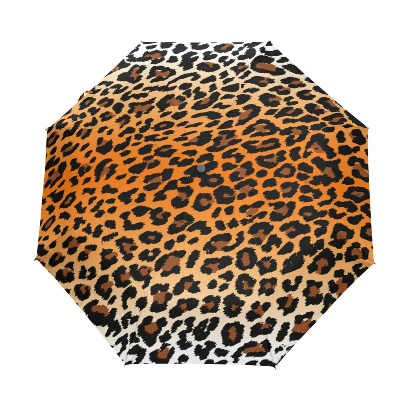 Leopard Print Folding Rain Sun Umbrella Panther Skin Pattern Travel Umbrellas Compact Lightweight Windproof for Adults Women