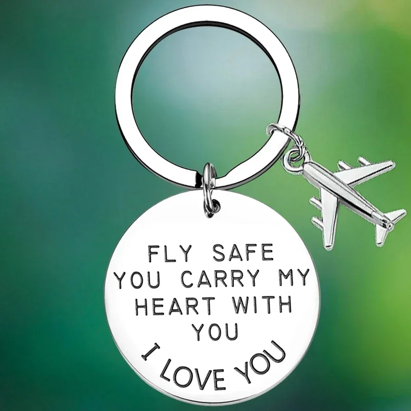 You Carry My Heart Fly safe Keychain Helicopter Flight Attendant Key Chain Pendant husband boyfriend birthday chrismas gift