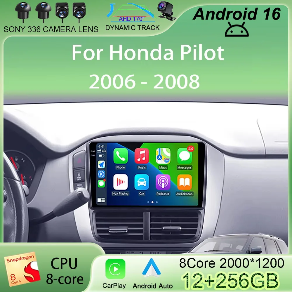 

Автомагнитола Android 16 для Honda Pilot 2006-2008, стерео, видеоплеер, мультимедиа, навигация GPS, Wi-Fi, Bluetooth, 4G, беспроводной CarPlay, Auto