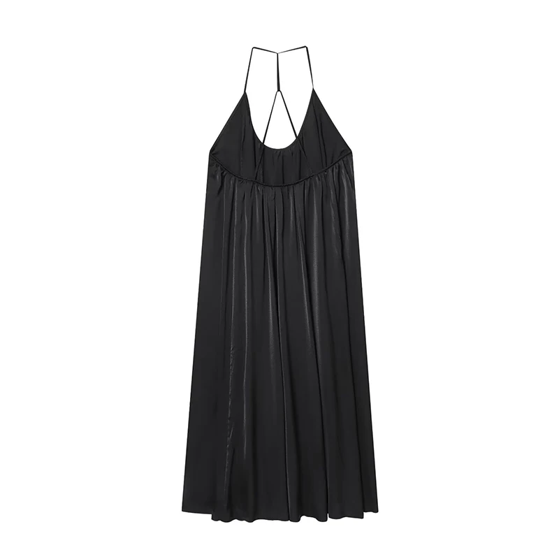 セクシーな背中の開いた O ネック薄いストラップロングサテンドレス女性のためのホリデーパーティーマキシ Vestidos