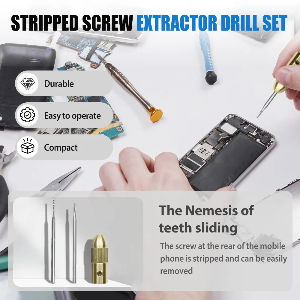 

Набор сверл для извлечения винтов, инструмент для снятия зачищенных винтов - набор экстракторных сверл 2UUL SD90 для ремонта мобильных телефонов