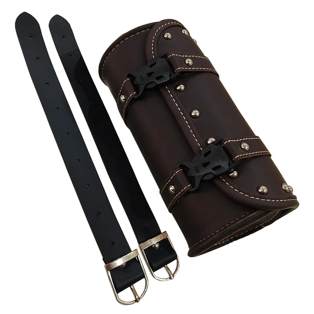 

Universal Saddlebag Waterproof Pu Tool Bag Dark Brown For Storage Mounting Strap Saddle Bag Motocycle Saddlebags