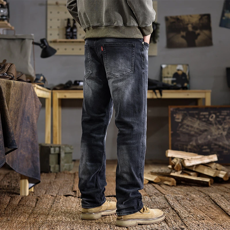 

JXNH152 New American retro washed old jeans men tide brand loose straight casual trousers