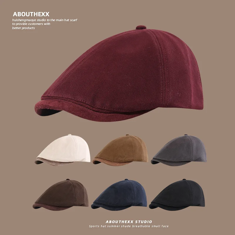 

Retro British Style Solid Color Forward Hats for Men and Women Summer Autumn Travel Sunscreen Casual Versatile Berets Cap