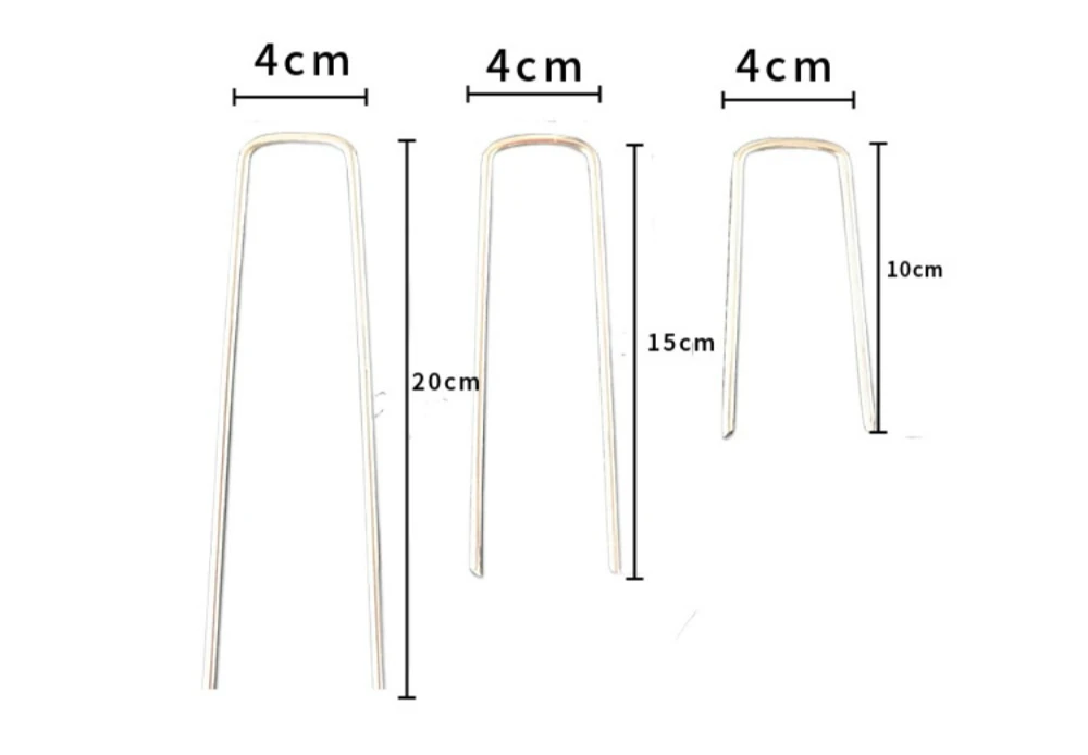 100pcs U-shaped Floor Nails, Hot-dip Galvanized Steel Wire Floor Cloth Nails, Oblique Pointed Lawn Nails, Gardening Tools