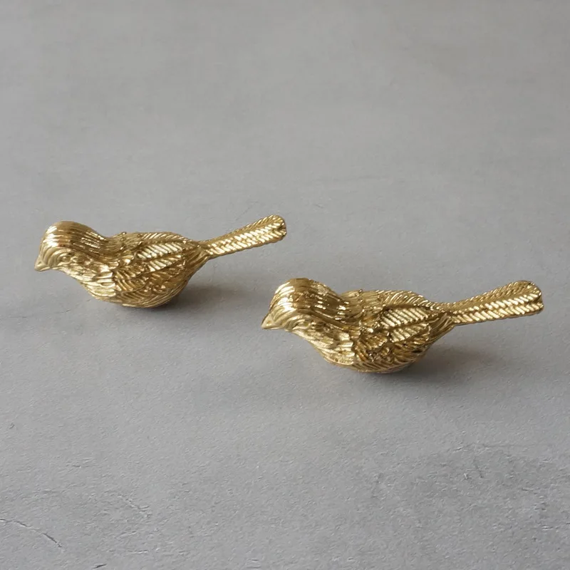 Retro 8PCS Solid Brass Rich Bird Furniture Pulls Handles Drawer Knobs Cupboard Wardrobe Closet Dresser Cabinet Door Pulls Knobs