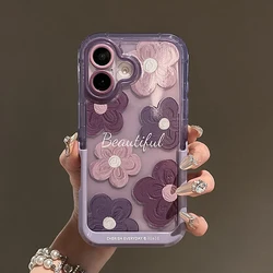 Beautiful Flowers Invisible Bracket Clear Back Cover For iPhone 11 12 13 14 15 16 17 Pro Max Case With Folding Kickstand