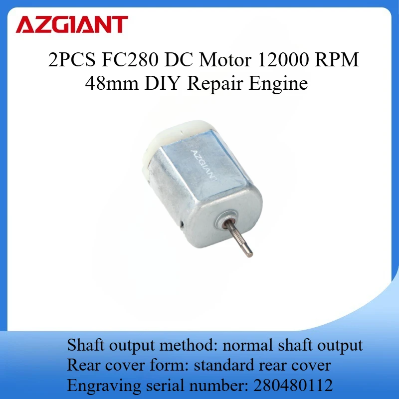 

2PCS FC280 DC Motor 12000 RPM 48mm DIY Repair Engine For Car Replacement Power OEM Accesseries Forward Rotation Toy High Quality