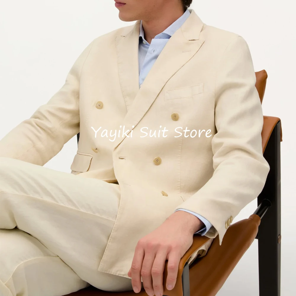 

Men's Suits Suit Collar Elegant Mens Suit Casual Costumes Double-breasted Blazers for Man Linen Jackets Fashion Blazer Clothing
