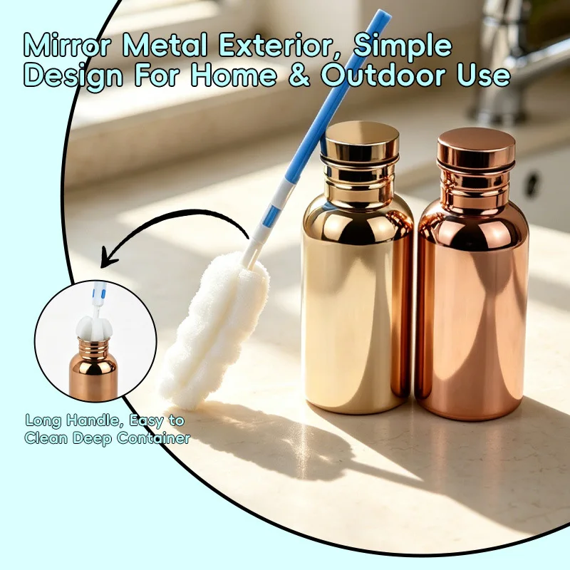500ML/750ML Plain Smooth Copper Water Bottle Screw Sealed Lid Vintage Portable Travel Office Daily Drink Bottle Gift