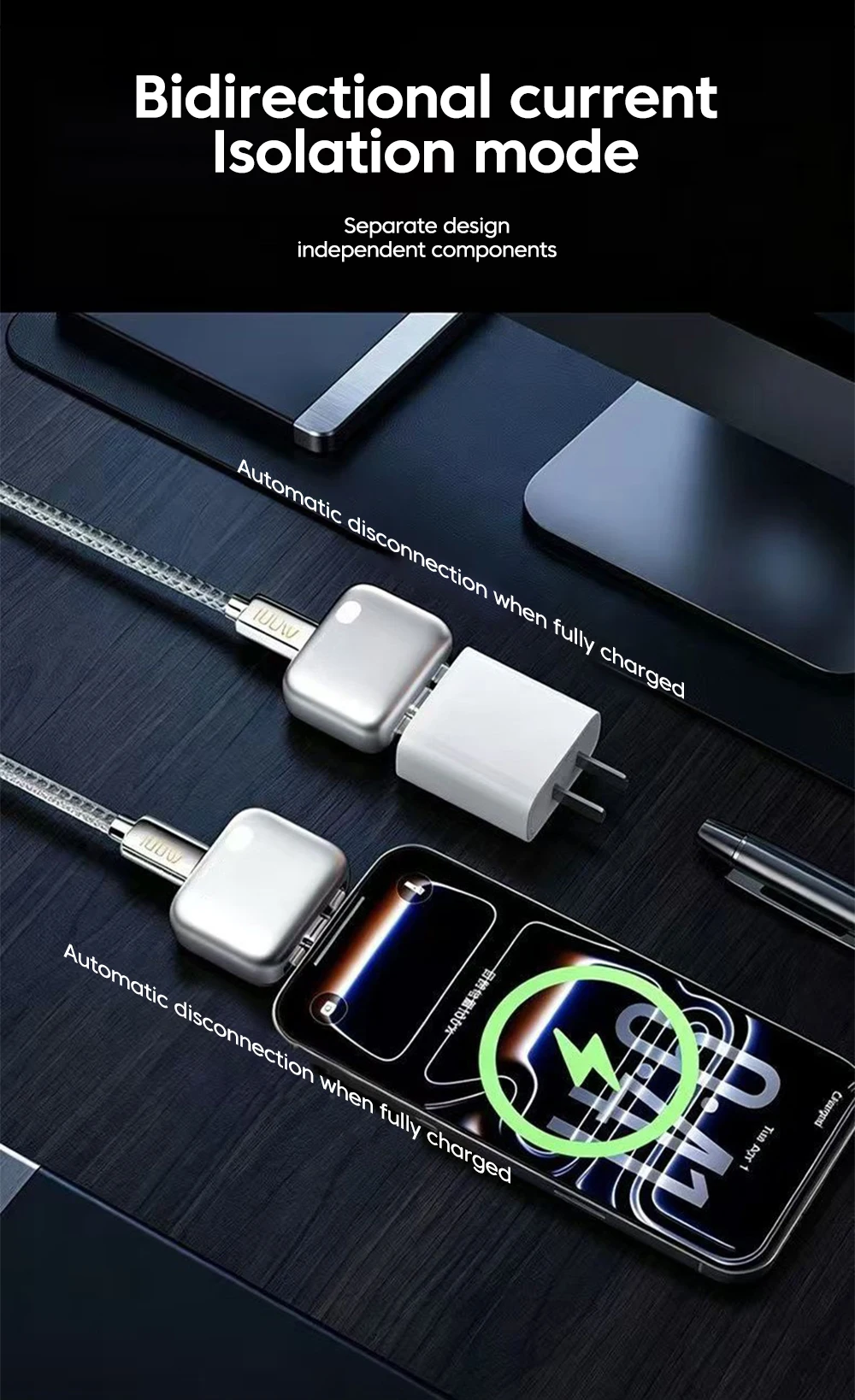 140W Smart Full Charge Separator Type C Charging Adapter Selfcut Overcharge Prevention Separator Auto Disconnect Charger Adapter