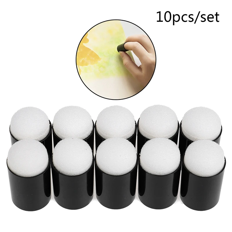 10Pcs Child Finger Sponge Daubers Paint Ink Pads Stamping Brush Handmade DIY Craft Scrapbooking Painting Making Drawing Kit