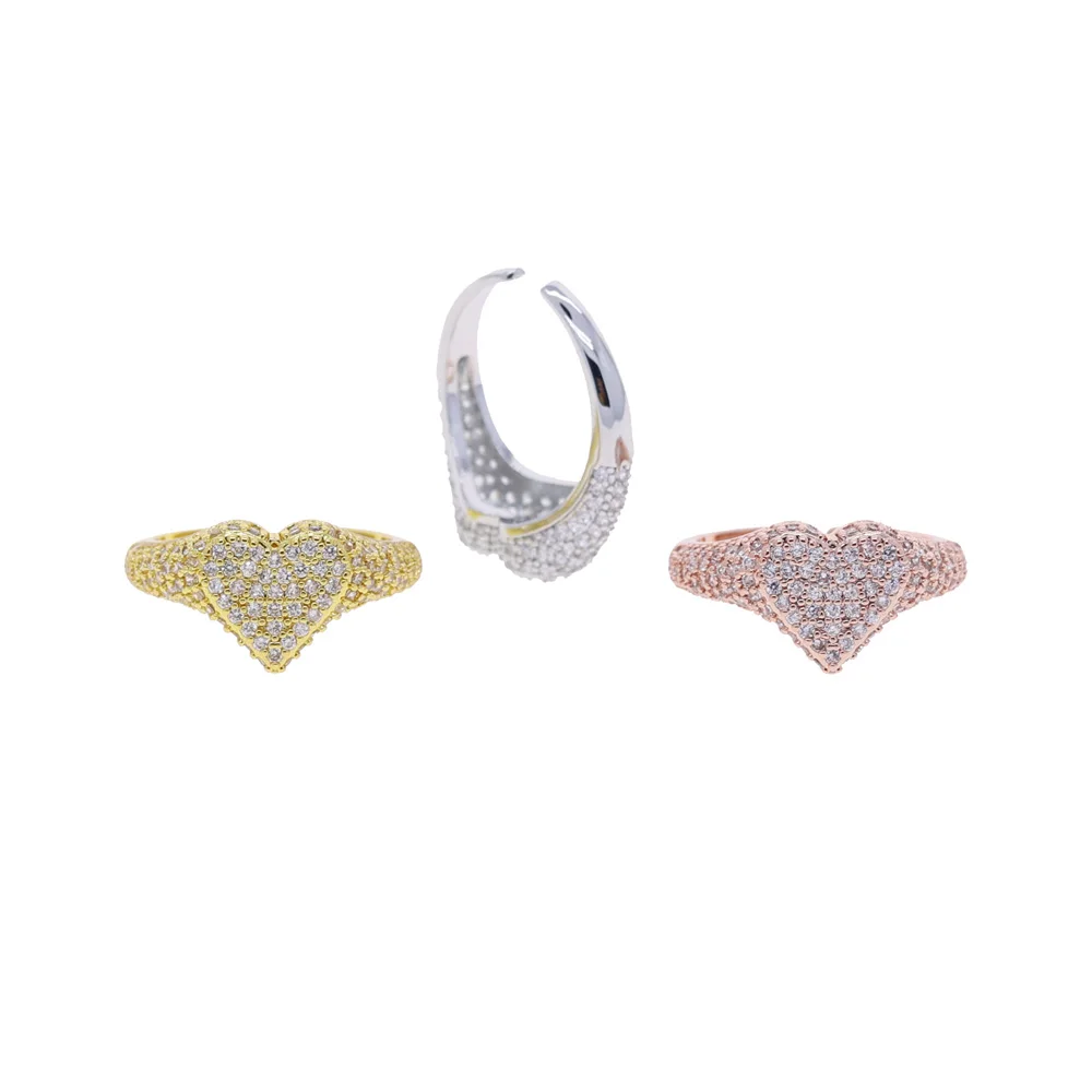 2026 New Arrived Simple Fashion Jewelry Gold Color Micro Paved Sparking CZ Cute Lovely Heart Pinky Ring for Women