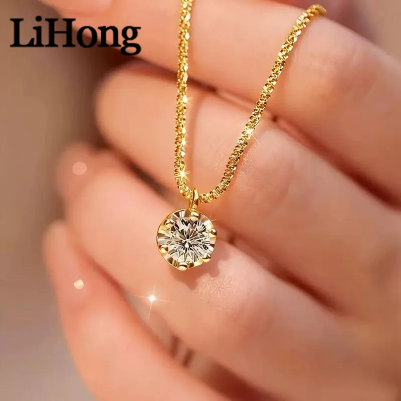 Women's Unique Moissanite 925 Necklace with Sparkling Cauliflower Chain