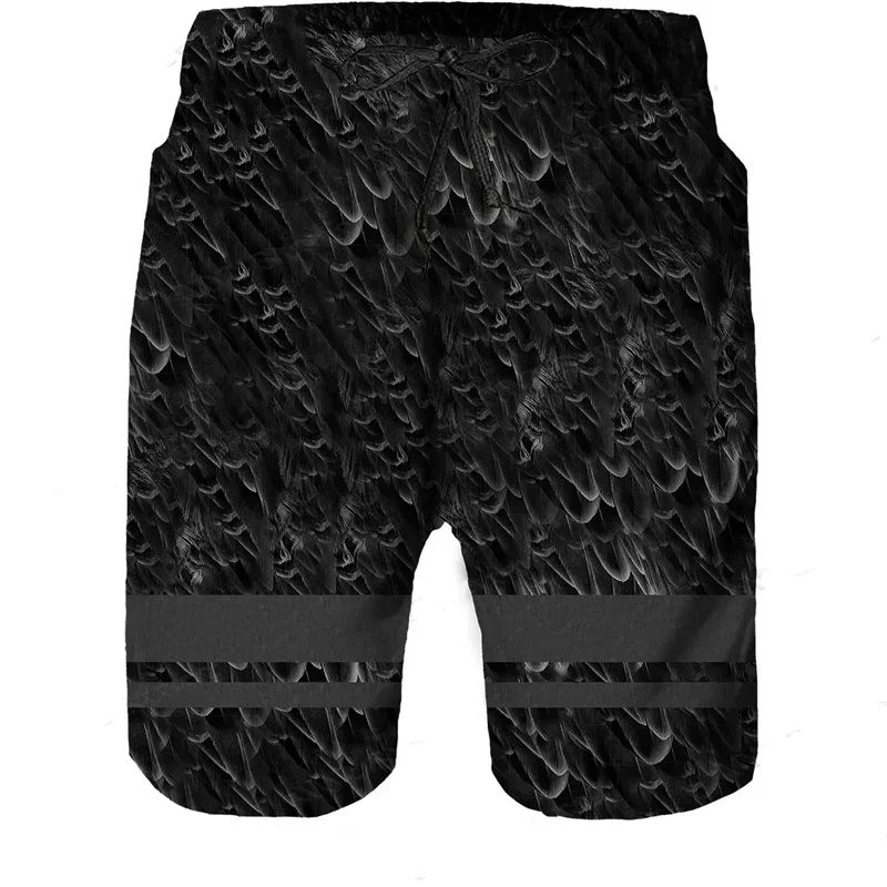 Calção de praia masculino estampado em 3D, águia branca, calça curta padrão de camuflagem animal, baús grandes, moda de rua, esportes