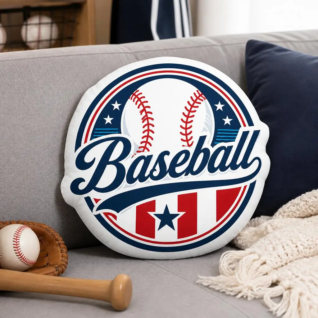 Baseball Badge Sports Emblem Plush Pillow Cushion Irregular Stuffed Throw Pillow Home Decor Gift Sofa Bed