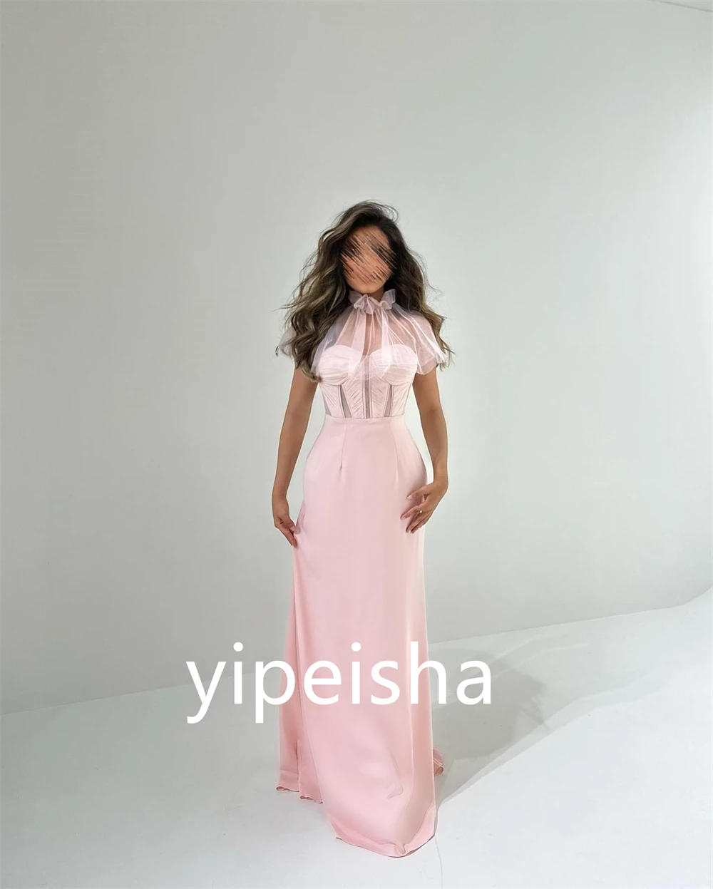 Vestido de noche personalizado, elegante, con cuello alto, para ocasión Formal, tul, largo hasta el suelo, Charmeuse, vestidos de coquet