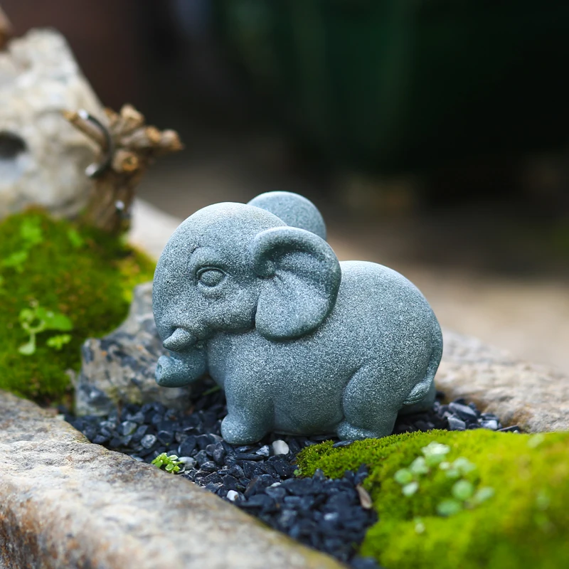 Creative Elephant Attracting Wealth Sandstone Ornament Tea Pet Flower Miniature Bonsai Artificial Mountain Tea Table Decoration