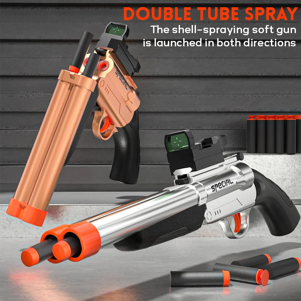 Speelgoedpistool Zachte kogels, geweer Kort dubbel vat Shotgun Speelgoed Schuimblasters met EVA-darts, schietspellen Onderwijs speelgoedmodel