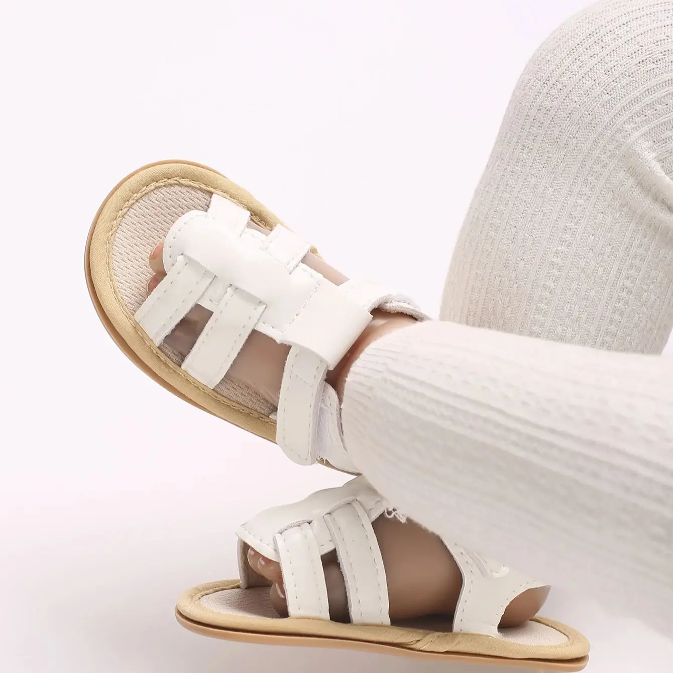 Sandalias para niña de 1 a 18 meses, zapatos de princesa de PU tallados de verano |   Zapatos de playa con suela blanda