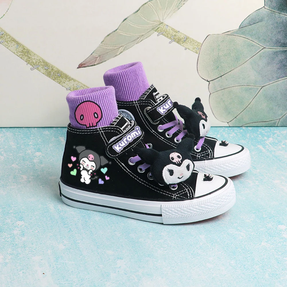 Anime Kids Canvas Shoes Saniros Kuromi Kawaii Girl Boys High-Quality Canvas Non-Slip Soft Sole Light Shoes Sports Shoe Student