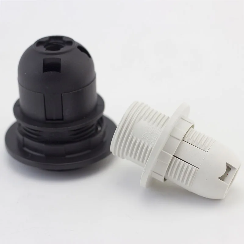 White Black Color 250V 2A 4A E27 Light Bulb Base Plastic Full half Screw Lamp Holder Pendant power Socket Lampshade Ring K5