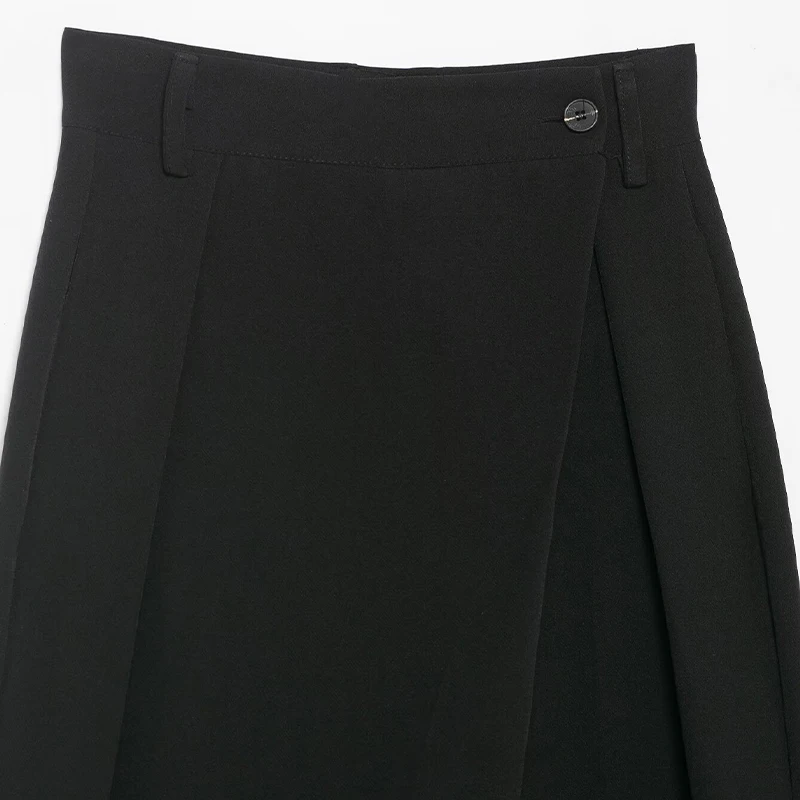 Willshela سراويل مستقيمة غير متناظرة بسحاب أمامي أسود للسيدات على الموضة بخصر عالٍ بطول كامل سراويل نسائية أنيقة